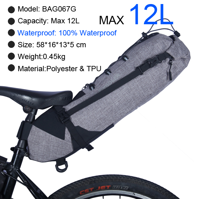 Bike Bag Waterproof 13L Large Capacity Bicycle Saddle Bag Cycling Foldable Tail Rear Bag MTB Road Trunk Bikepacking
