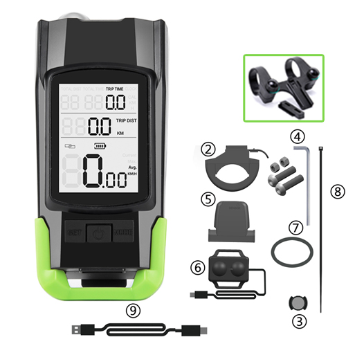 4 Mode USB Bike Light Lamp Bicycle Computer 3 Mode Horn Flashlight Cycle Bike Speedometer Led Front Lights Cycling Headlight