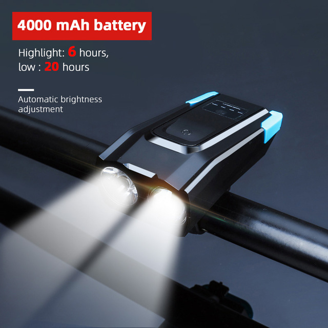 4000mAh Induction Bicycle Front Light Set USB Rechargeable Smart Headlight With Horn 800 Lumen LED Bike Lamp Cycling FlashLight