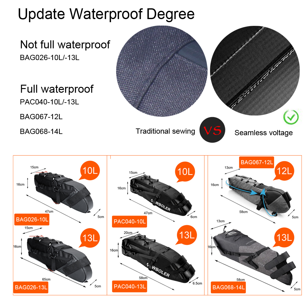 Bike Bag Waterproof 13L Large Capacity Bicycle Saddle Bag Cycling Foldable Tail Rear Bag MTB Road Trunk Bikepacking