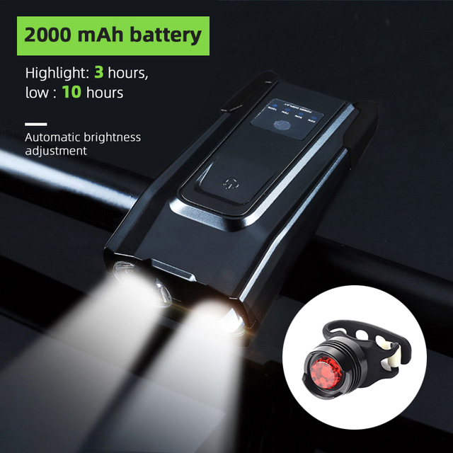 4000mAh Induction Bicycle Front Light Set USB Rechargeable Smart Headlight With Horn 800 Lumen LED Bike Lamp Cycling FlashLight
